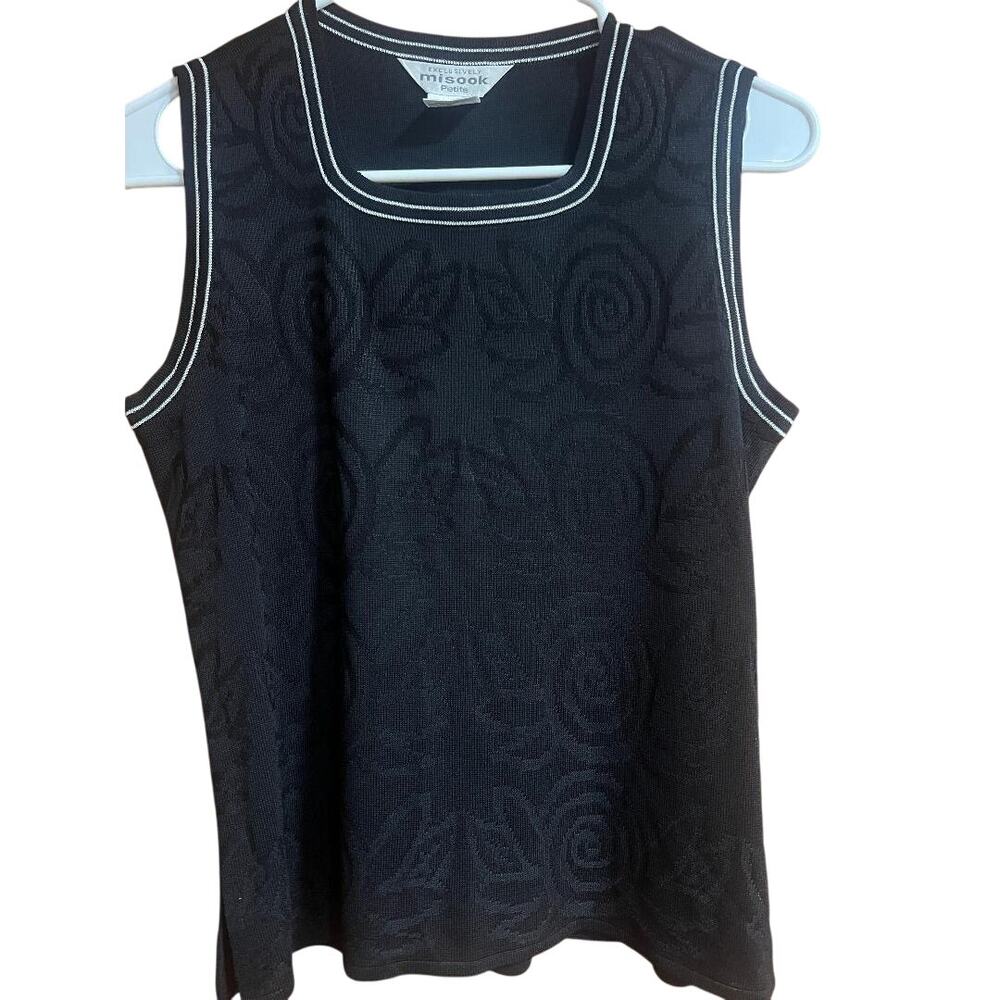 Exclusively Misook Petite "ROSE PRINT" Knit top - SMALL